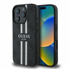 Guess GUESS GUHMP16LP4RPSK IPHONE 16 PRO 6.3" CZARNY/BLACK HARDCASE 4G PRINTED STRIPES MAGSAFE