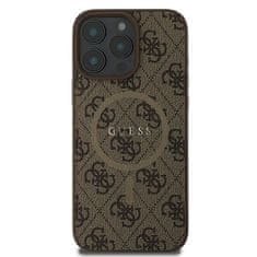 Guess GUESS GUHMP16LG4GFRW IPHONE 16 PRO 6,3" HNĚDÉ/HNĚDÉ PEVNÉ POUZDRO 4G RING CLASSIC LOGO MAGSAFE