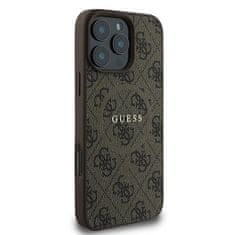 Guess GUESS GUHMP16LG4GFRW IPHONE 16 PRO 6,3" HNĚDÉ/HNĚDÉ PEVNÉ POUZDRO 4G RING CLASSIC LOGO MAGSAFE