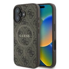 Guess GUESS GUHMP16MG4GFRW IPHONE 16 PLUS 6,7" HNĚDÉ/HNĚDÉ PEVNÉ POUZDRO 4G RING CLASSIC LOGO MAGSAFE