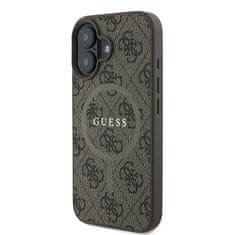 Guess GUESS GUHMP16MG4GFRW IPHONE 16 PLUS 6,7" HNĚDÉ/HNĚDÉ PEVNÉ POUZDRO 4G RING CLASSIC LOGO MAGSAFE