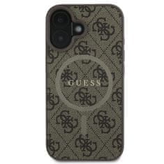 Guess GUESS GUHMP16MG4GFRW IPHONE 16 PLUS 6,7" HNĚDÉ/HNĚDÉ PEVNÉ POUZDRO 4G RING CLASSIC LOGO MAGSAFE