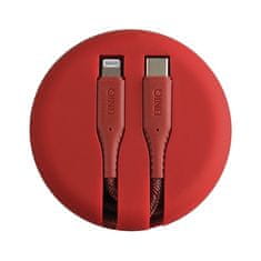 UNIQ UNIQ MFI HALO USB-C-LIGHTNING KABEL 18W NYLON VINUTÝ 1,2M ČERVENÝ/KARMÍNOVĚ ČERVENÝ