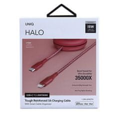 UNIQ UNIQ MFI HALO USB-C-LIGHTNING KABEL 18W NYLON VINUTÝ 1,2M ČERVENÝ/KARMÍNOVĚ ČERVENÝ