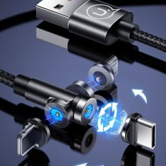 USAMS USAMS MAGNETICKÝ KABEL U59 LIGHTNING 2.1A FAST CHARGE 1M OPLETENÝ ČERNO/ČERNÝ SJ472USB01 (US-SJ472) NASTAVITELNÝ ÚHEL