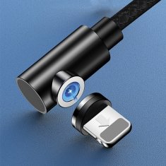 USAMS USAMS USB-A/LIGHTNING KABEL 1M ÚHLOVÝ MAGNETICKÝ U54 ČERNÝ/ČERNÝ SJ444USB01 (US-SJ444)