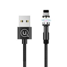 USAMS USAMS MAGNETICKÝ KABEL U59 LIGHTNING 2.1A FAST CHARGE 1M OPLETENÝ ČERNO/ČERNÝ SJ472USB01 (US-SJ472) NASTAVITELNÝ ÚHEL