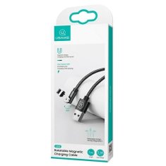 USAMS USAMS MAGNETICKÝ KABEL U59 LIGHTNING 2.1A FAST CHARGE 1M OPLETENÝ ČERNO/ČERNÝ SJ472USB01 (US-SJ472) NASTAVITELNÝ ÚHEL