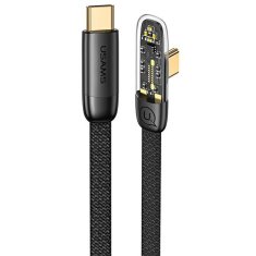 USAMS USAMS PRAVOÚHLÝ KABEL USB-C NA USB-C PD 100W FAST CHARGING ICEFLAKE SERIES 1,2M ČERNÁ/ČERNÁ SJ584USB01 (US-SJ584)