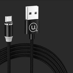 USAMS USAMS U-SURE MICROUSB MAGNETICKÝ KABEL 1M 2.1A OPLETENÝ ČERNO/ČERNÝ SJ294USB01 (US-SJ294)