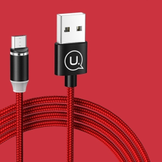 USAMS USAMS U-SURE LIGHTNING MAGNETICKÝ KABEL 1M 2.1A OPLETENÝ ČERVENÝ/ČERVENÝ SJ292USB02 (US-SJ292)