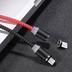 USAMS USAMS U-SURE MICROUSB MAGNETICKÝ KABEL 1M 2.1A OPLETENÝ ČERNO/ČERNÝ SJ294USB01 (US-SJ294)