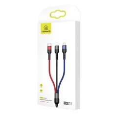 USAMS USAMS PLETENÝ KABEL U26 3V1 3M 2A RYCHLÉ NABÍJENÍ (LIGHTNING/MICROUSB/USB-C) SJ412USB01 (US-SJ412)