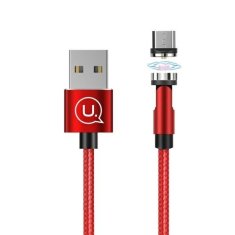 USAMS USAMS MAGNETICKÝ KABEL U59 MICROUSB 2.1A FAST CHARGE 1M OPLETENÝ ČERVENÝ/ČERVENÝ SJ474USB02 (US-SJ474) NASTAVITELNÝ ÚHEL