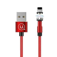 USAMS MAGNETICKÝ KABEL USAMS U59 LIGHTNING 2.1A FAST CHARGE 1M OPLETENÝ ČERVENÝ/ČERVENÝ SJ472USB02 (US-SJ472) NASTAVITELNÝ ÚHEL