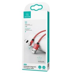 USAMS USAMS MAGNETICKÝ KABEL U59 MICROUSB 2.1A FAST CHARGE 1M OPLETENÝ ČERVENÝ/ČERVENÝ SJ474USB02 (US-SJ474) NASTAVITELNÝ ÚHEL