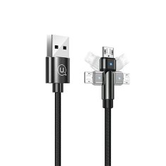 USAMS USAMS PLETENÝ OTOČNÝ KABEL U60 2A MICROUSB ČERNÁ/ČERNÁ 1M SJ478USB01 (US-SJ478)