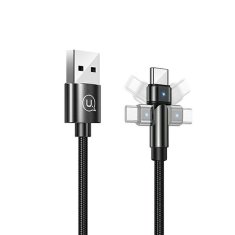 USAMS USAMS PLETENÝ OTOČNÝ KABEL U60 2A USB-C ČERNÁ/ČERNÁ 1M SJ477USB01 (US-SJ477)