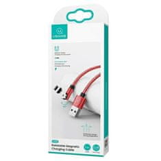 USAMS MAGNETICKÝ KABEL USAMS U59 LIGHTNING 2.1A FAST CHARGE 1M OPLETENÝ ČERVENÝ/ČERVENÝ SJ472USB02 (US-SJ472) NASTAVITELNÝ ÚHEL