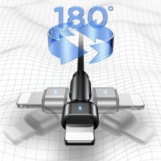 USAMS USAMS U60 2A LIGHTNING BRAIDED SWIVEL CABLE ČERNÁ/ČERNÁ 1M SJ476USB01 (US-SJ476)