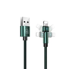 USAMS USAMS PLETENÝ OTOČNÝ KABEL U60 2A LIGHTNING ZELENÝ/ZELENÝ 1M SJ476USB02 (US-SJ476)