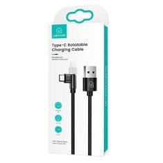 USAMS USAMS PLETENÝ OTOČNÝ KABEL U60 2A USB-C ČERNÁ/ČERNÁ 1M SJ477USB01 (US-SJ477)