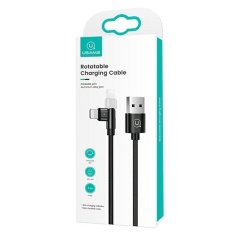 USAMS USAMS U60 2A LIGHTNING BRAIDED SWIVEL CABLE ČERNÁ/ČERNÁ 1M SJ476USB01 (US-SJ476)