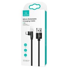 USAMS USAMS PLETENÝ OTOČNÝ KABEL U60 2A MICROUSB ČERNÁ/ČERNÁ 1M SJ478USB01 (US-SJ478)