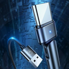 USAMS USAMS PLETENÝ OTOČNÝ KABEL U60 2A USB-C ČERNÁ/ČERNÁ 1M SJ477USB01 (US-SJ477)