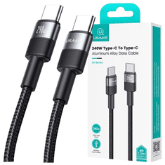 USAMS USAMS PLETENÝ KABEL 240W USB-C/USB-C 1,2M SY SERIES ZAŠPINIT SJ727USB01