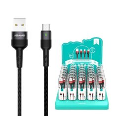 USAMS USAMS PLETENÝ KABEL U26 MICROUSB 1M 1 KS. PRO SADU 2A RYCHLÉ NABÍJENÍ ČERNÁ/ČERNÁ SJ312MC01 (US-SJ312) SJ312USB01