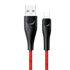 USAMS USAMS PLETENÝ KABEL U41 LIGHTNING 3M 2A ČERVENÝ/ČERVENÝ SJ397USB02 (US-SJ397) RYCHLÉ NABÍJENÍ