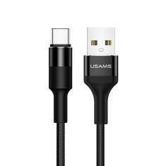 USAMS USAMS PLETENÝ KABEL U5 2A USB-C ČERNÝ / ČERNÝ 1,2M SJ221TC01 (US-SJ221)