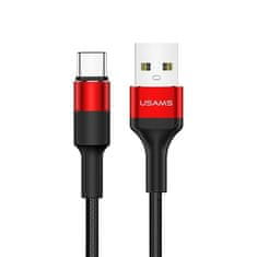 USAMS USAMS PLETENÝ KABEL U5 2A USB-C ČERVENÝ 1,2M SJ221TC02 (US-SJ221)