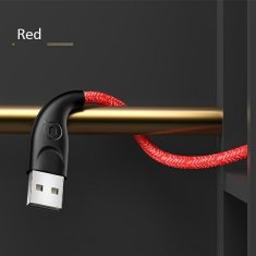 USAMS USAMS PLETENÝ KABEL U41 LIGHTNING 3M 2A ČERVENÝ/ČERVENÝ SJ397USB02 (US-SJ397) RYCHLÉ NABÍJENÍ