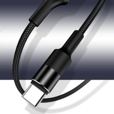 USAMS USAMS PLETENÝ KABEL U5 2A USB-C ČERNÝ / ČERNÝ 1,2M SJ221TC01 (US-SJ221)