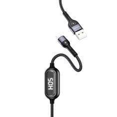 USAMS USAMS PLETENÝ KABEL U48 LIGHTNING 1,2 M 2A RYCHLÉ NABÍJENÍ LED ČERNÁ/ČERNÁ SJ423USB01 (US-SJ423)