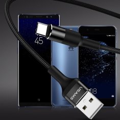 USAMS USAMS PLETENÝ KABEL U5 2A USB-C ČERNÝ / ČERNÝ 1,2M SJ221TC01 (US-SJ221)