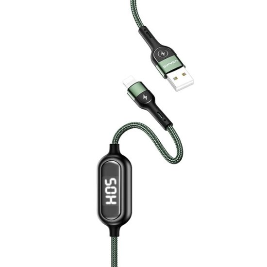 USAMS USAMS PLETENÝ KABEL U48 LIGHTNING 1,2M 2A RYCHLÉ NABÍJENÍ LED ZELENÁ/ZELENÁ SJ423USB02 (US-SJ423)