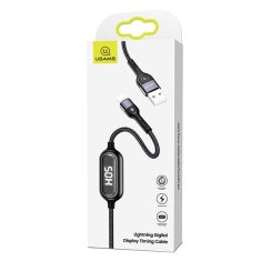 USAMS USAMS PLETENÝ KABEL U48 LIGHTNING 1,2 M 2A RYCHLÉ NABÍJENÍ LED ČERNÁ/ČERNÁ SJ423USB01 (US-SJ423)