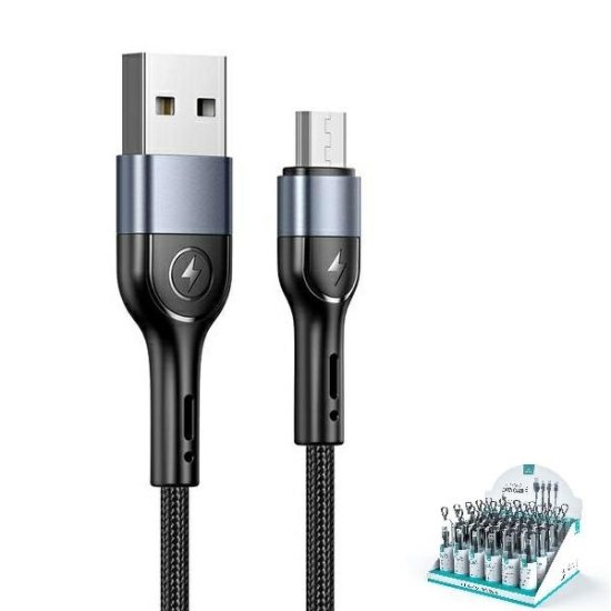 USAMS USAMS PLETENÝ KABEL U55 2A MICRO USB 1 KS. PRO SADU U55 ČERNÁ/ČERNÁ 1M SJ450ZJ01 (US-SJ450) SJ450USBSG01