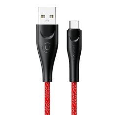 USAMS USAMS PLETENÝ KABEL U41 USB-C 2M 2A ČERVENÝ/ČERVENÝ SJ395USB02 (US-SJ395)