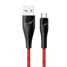 USAMS USAMS PLETENÝ KABEL U41 USB-C 3M 2A ČERVENÝ/ČERVENÝ SJ398USB02 (US-SJ398) RYCHLÉ NABÍJENÍ