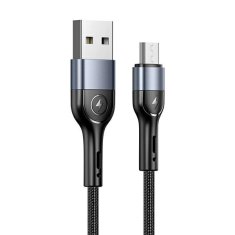 USAMS USAMS PLETENÝ KABEL U55 2A MICRO USB ČERNÝ/ČERNÝ 1M SJ450USB01 (US-SJ450)