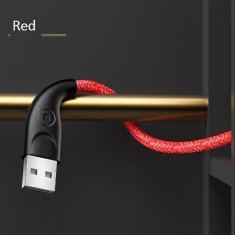 USAMS USAMS PLETENÝ KABEL U41 USB-C 3M 2A ČERVENÝ/ČERVENÝ SJ398USB02 (US-SJ398) RYCHLÉ NABÍJENÍ