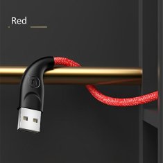 USAMS USAMS PLETENÝ KABEL U41 USB-C 2M 2A ČERVENÝ/ČERVENÝ SJ395USB02 (US-SJ395)