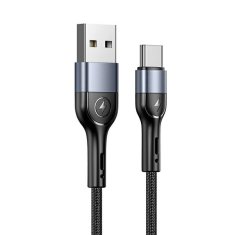 USAMS USAMS PLETENÝ KABEL U55 2A USB-C ČERNÁ/ČERNÁ 1M SJ449USB01 (US-SJ449)