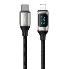 USAMS USAMS PLETENÝ KABEL U78 USB-C NA LIGHTNING LED 1,2 M 20W PD FAST CHARGE BÍLÁ/BÍLÁ SJ545USB02 (US-SJ545)