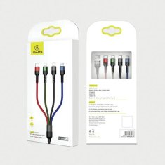 USAMS USAMS PLETENÝ KABEL U26 4V1 1,2M 2A FAST CHARGE (2XLIGHTNING/MICROUSB/USB-C) SJ317USB01 (US-SJ317)