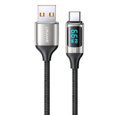 USAMS USAMS PLETENÝ KABEL U78 USB-C 1,2 M LED 6A RYCHLÉ NABÍJENÍ BÍLÁ/BÍLÁ SJ544USB02 (US-SJ544)